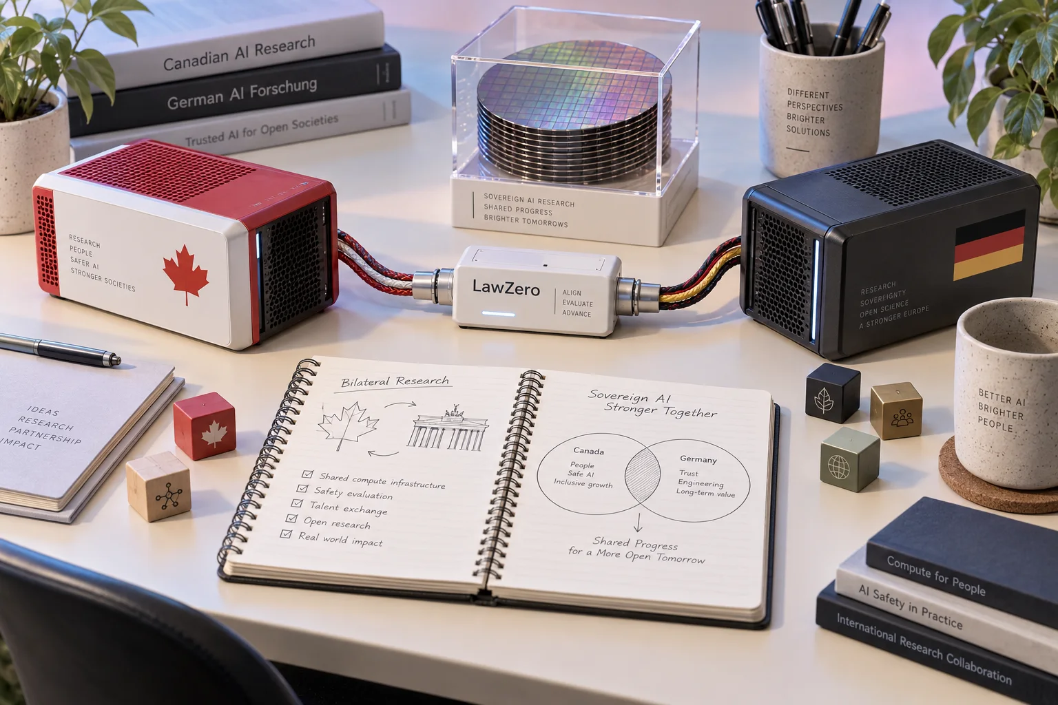 Canadian and German research modules connected through a LawZero assessment unit